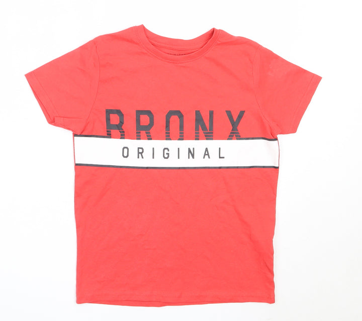 Primark Boys Red Cotton Basic T-Shirt Size 7-8 Years Round Neck