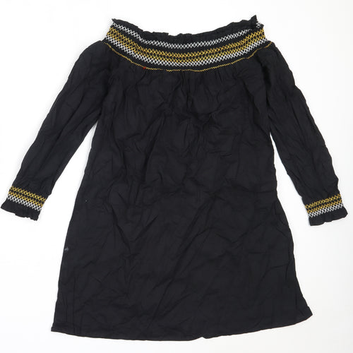 River Island Womens Black  Cotton Shift  Size 6  Off the Shoulder