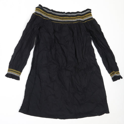 River Island Womens Black  Cotton Shift  Size 6  Off the Shoulder