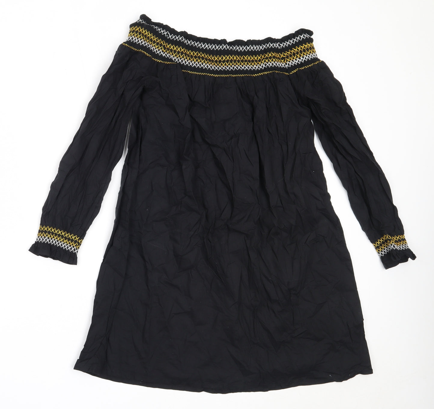 River Island Womens Black  Cotton Shift  Size 6  Off the Shoulder