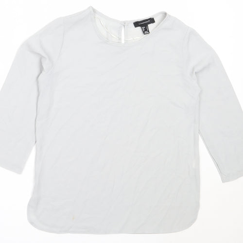 Atmosphere Womens Grey  Polyester Basic Blouse Size 4 Round Neck
