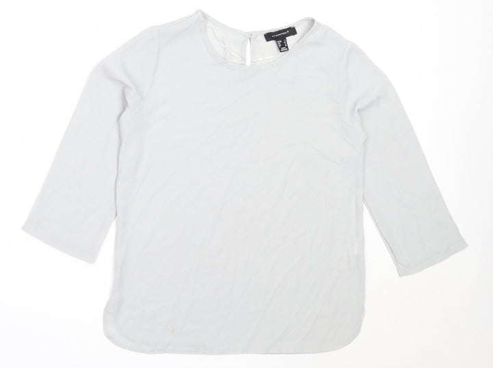 Atmosphere Womens Grey  Polyester Basic Blouse Size 4 Round Neck