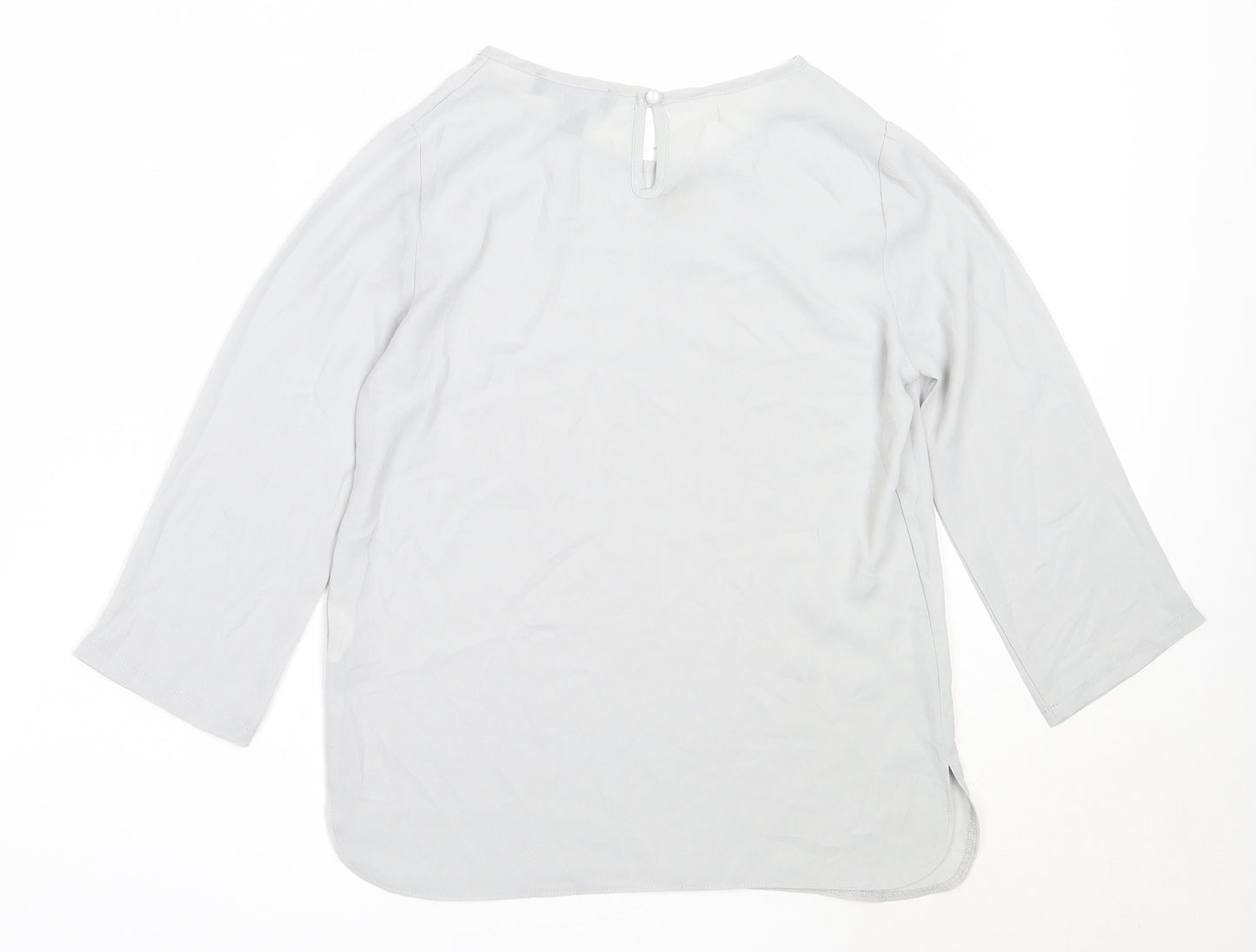 Atmosphere Womens Grey  Polyester Basic Blouse Size 4 Round Neck