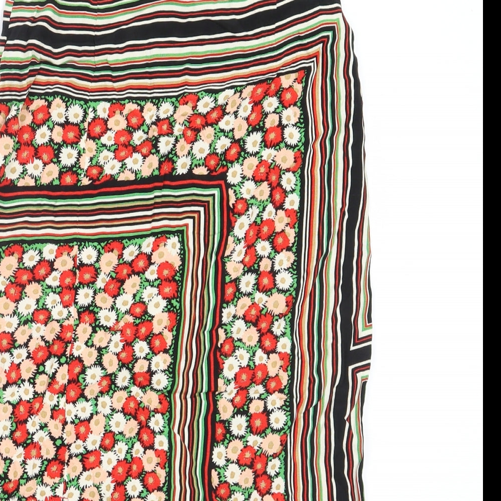 Topshop Womens Black Geometric Viscose Flare Skirt Size 6
