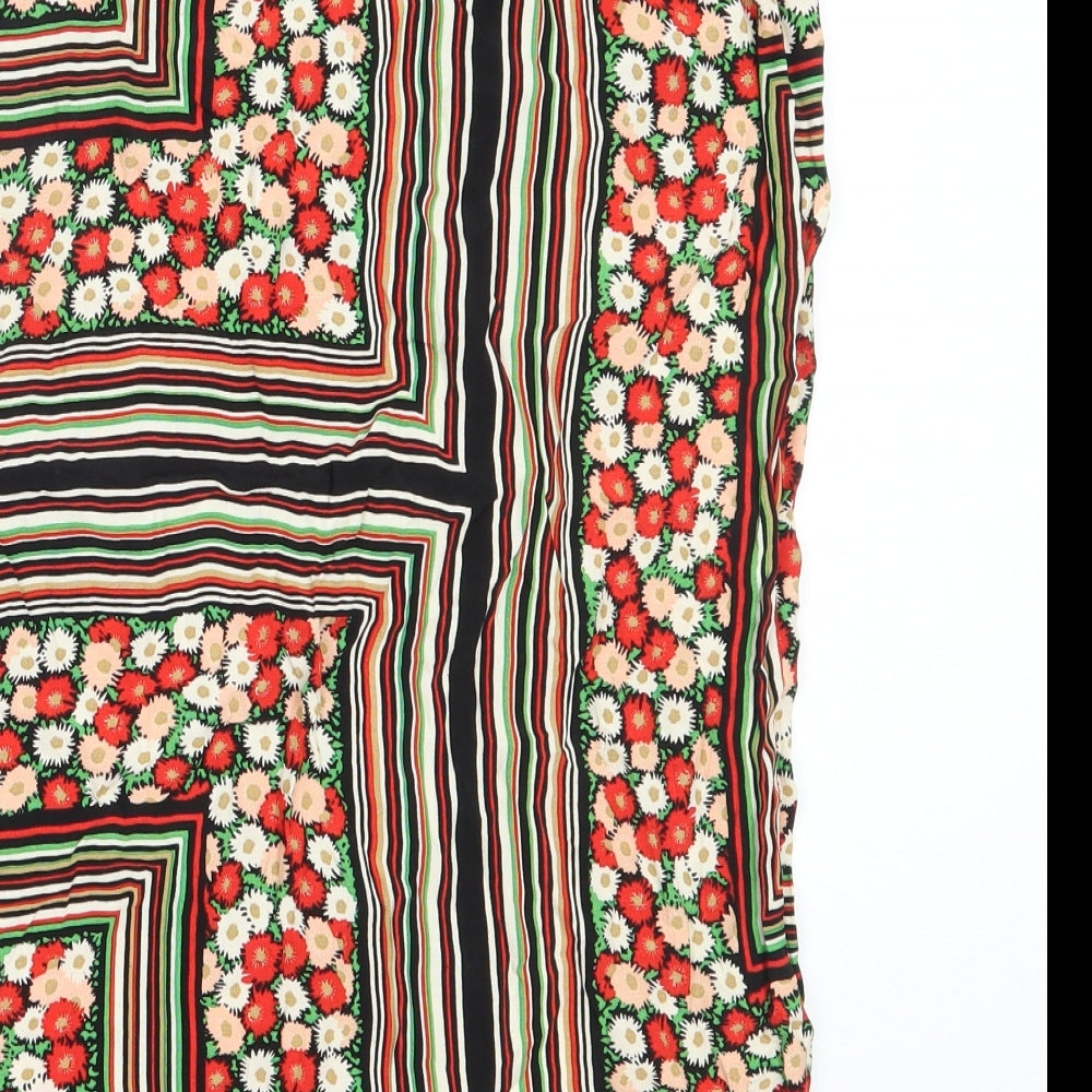 Topshop Womens Black Geometric Viscose Flare Skirt Size 6