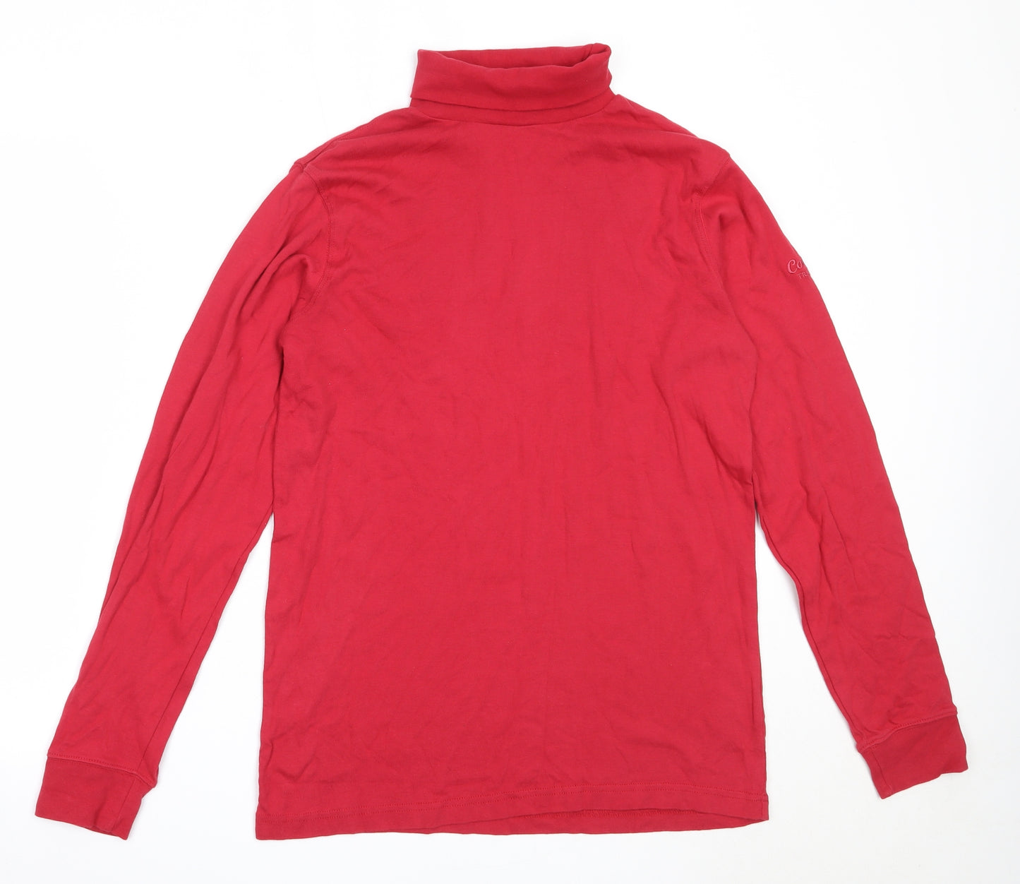 Cotton Traders Mens Red  Cotton  T-Shirt Size L Roll Neck