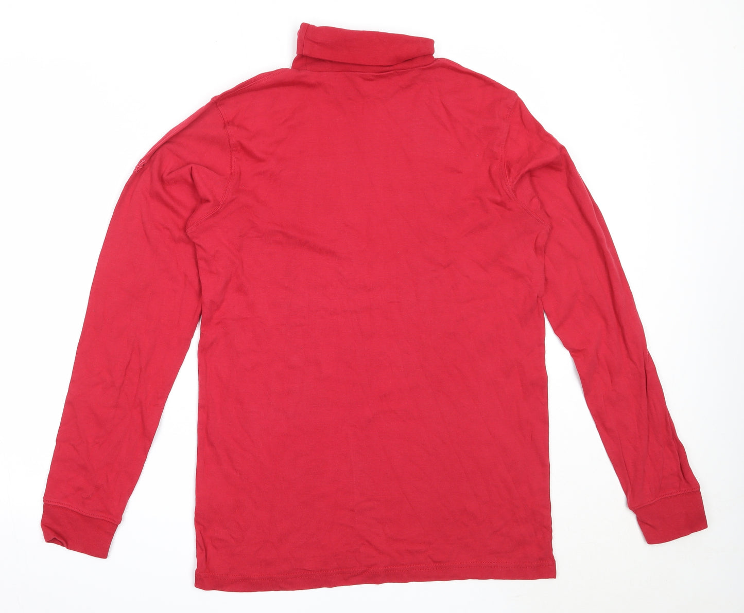 Cotton Traders Mens Red  Cotton  T-Shirt Size L Roll Neck