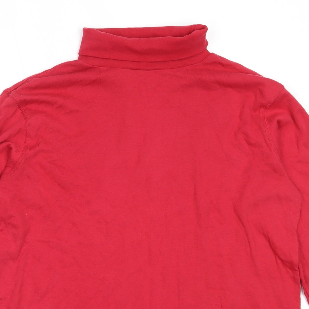 Cotton Traders Mens Red  Cotton  T-Shirt Size L Roll Neck