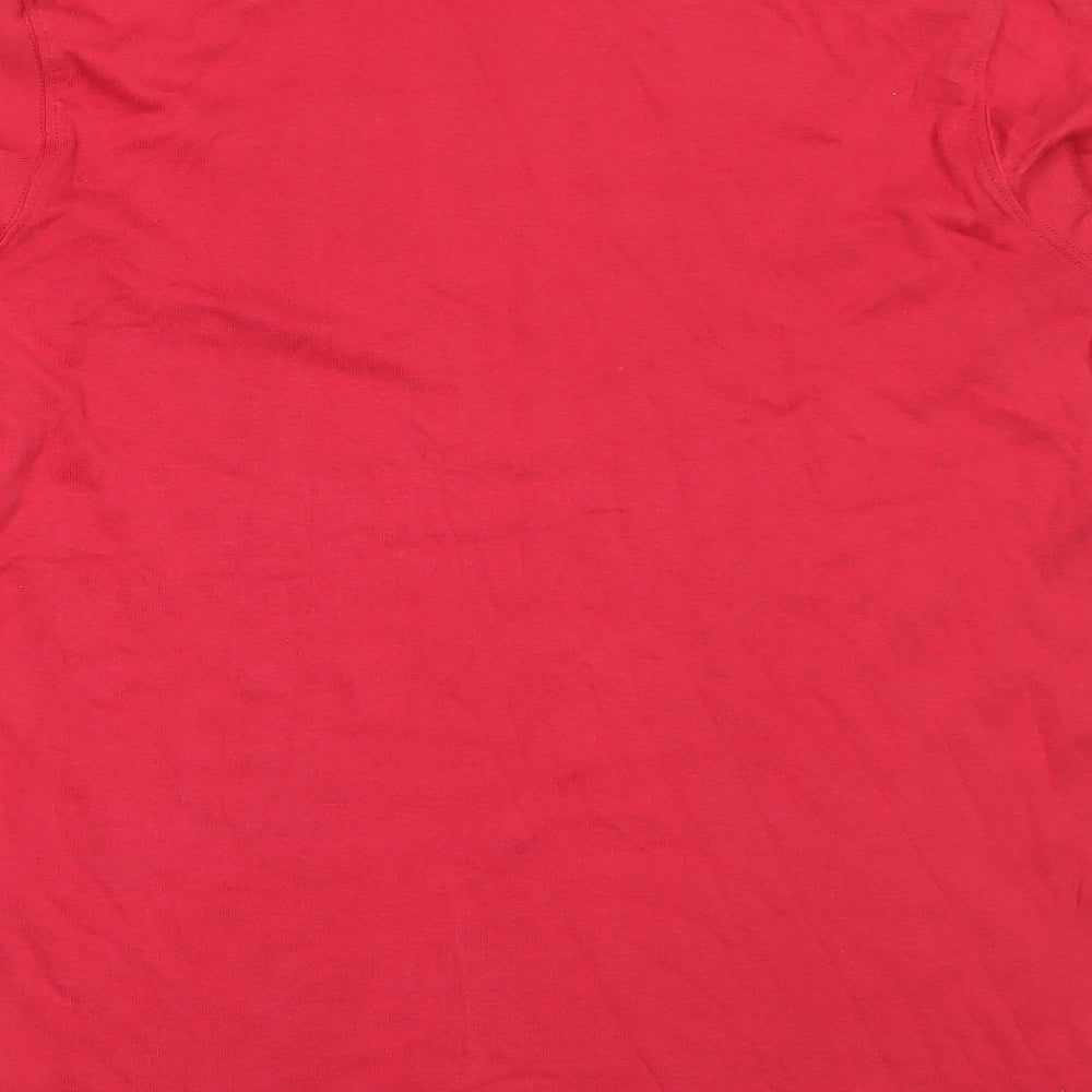 Cotton Traders Mens Red  Cotton  T-Shirt Size L Roll Neck