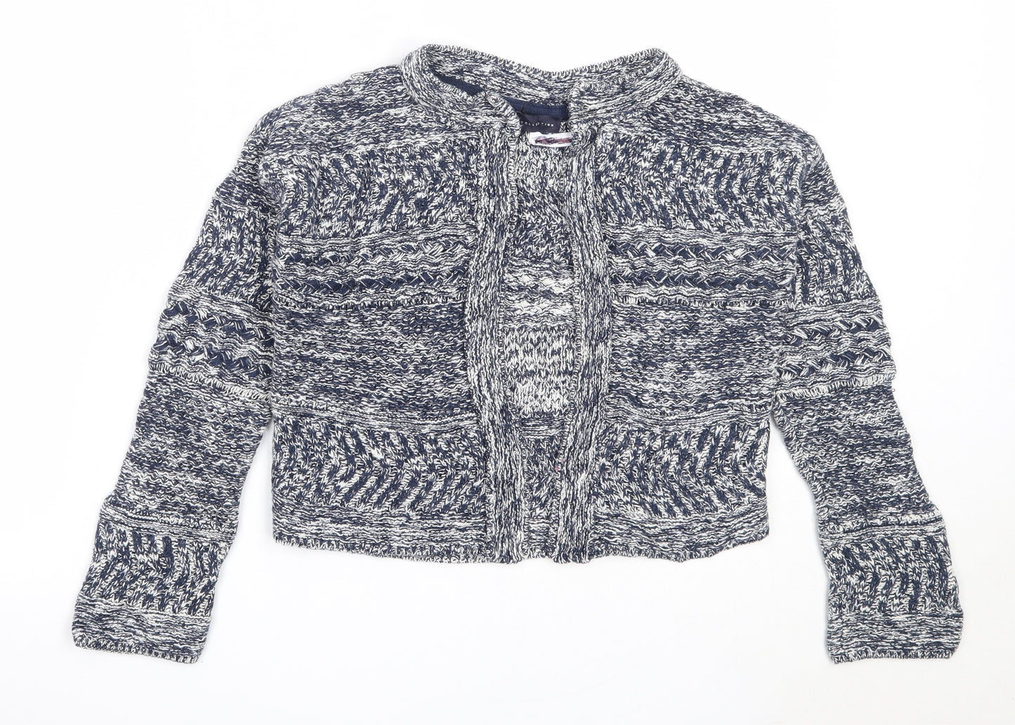 Marks and Spencer Womens Blue Round Neck  Cotton Cardigan Jumper Size S