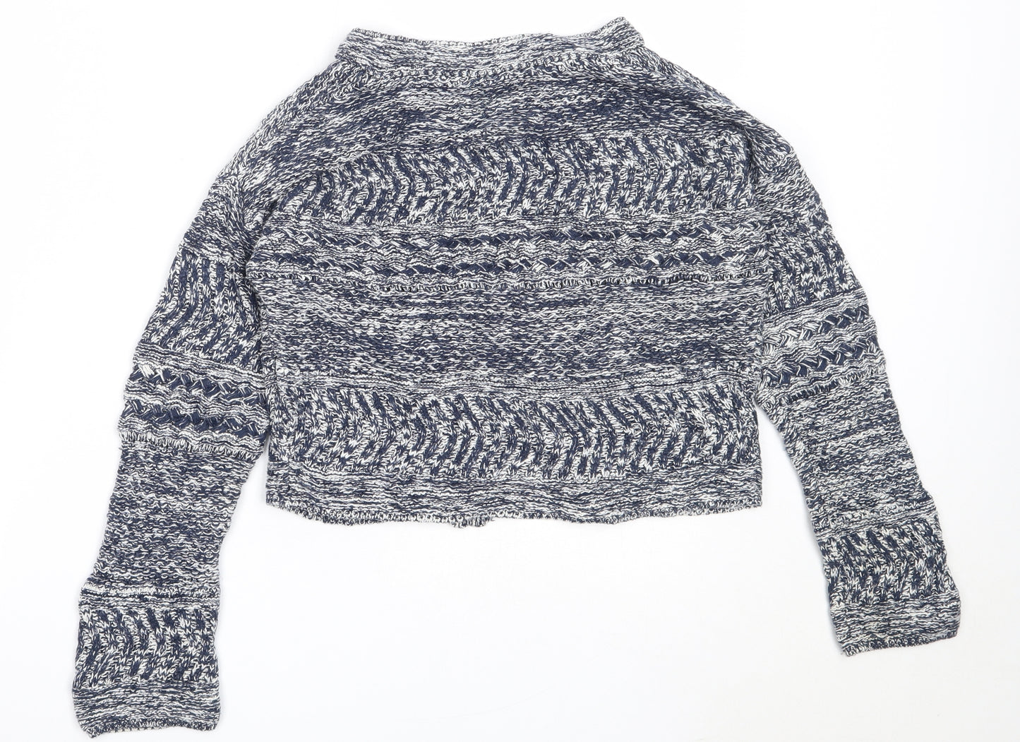 Marks and Spencer Womens Blue Round Neck  Cotton Cardigan Jumper Size S