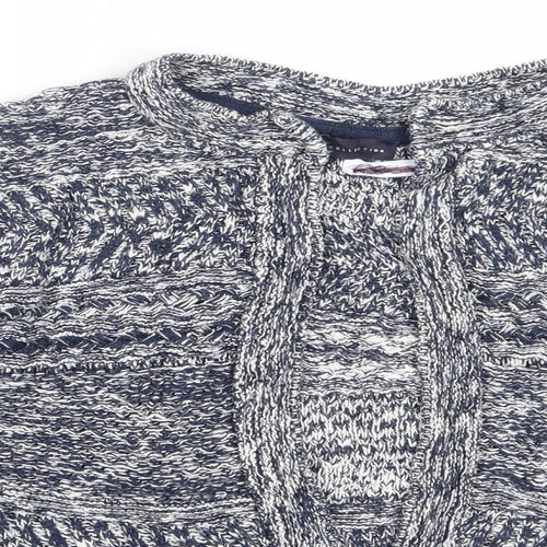 Marks and Spencer Womens Blue Round Neck  Cotton Cardigan Jumper Size S