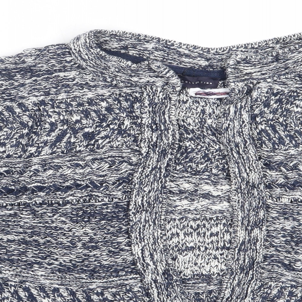 Marks and Spencer Womens Blue Round Neck  Cotton Cardigan Jumper Size S