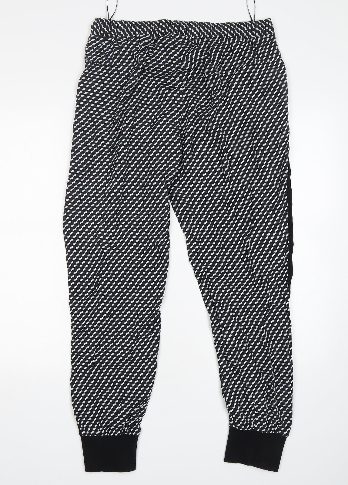 Be Beau Womens Multicoloured Geometric Viscose Jogger Trousers Size 14 L30 in Regular