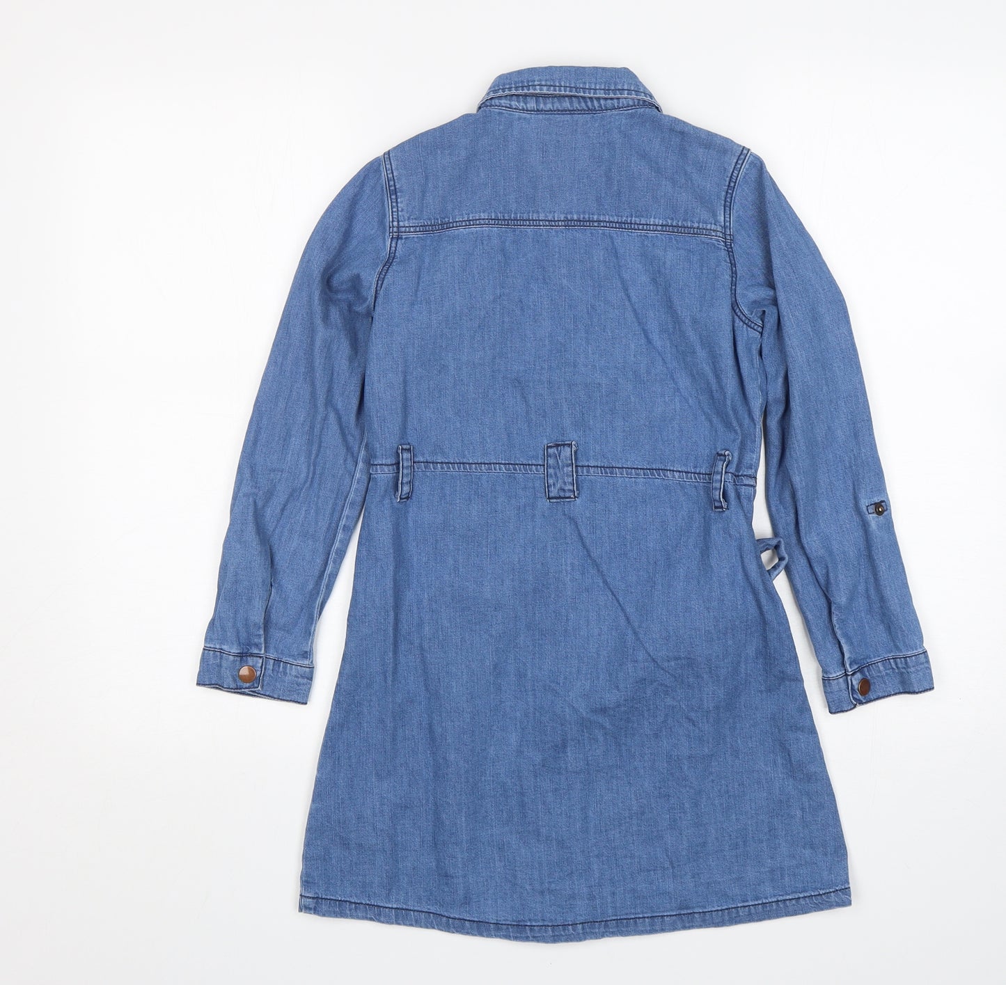 Matalan Girls Blue  Cotton Shirt Dress  Size 10 Years  Collared