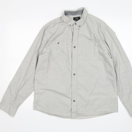F&F Mens Grey  Cotton  Button-Up Size L Collared
