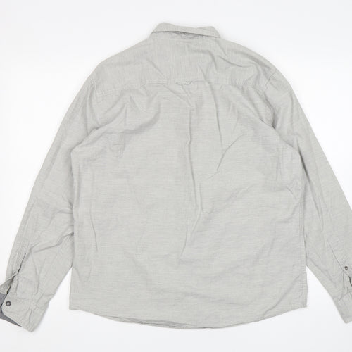 F&F Mens Grey  Cotton  Button-Up Size L Collared