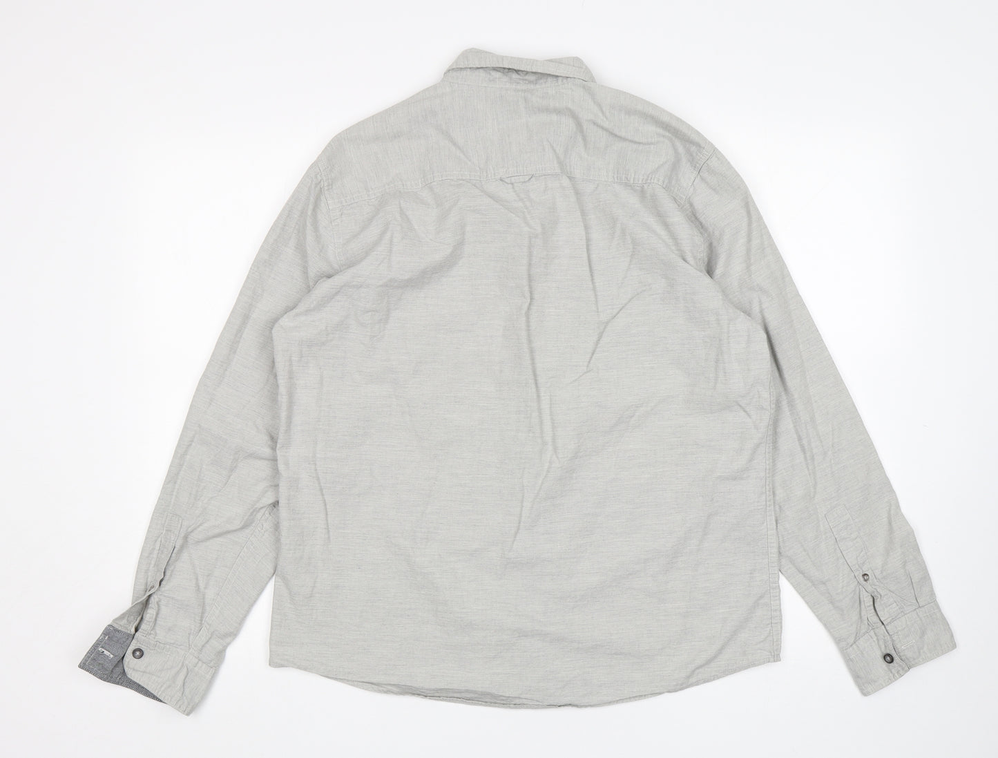 F&F Mens Grey  Cotton  Button-Up Size L Collared