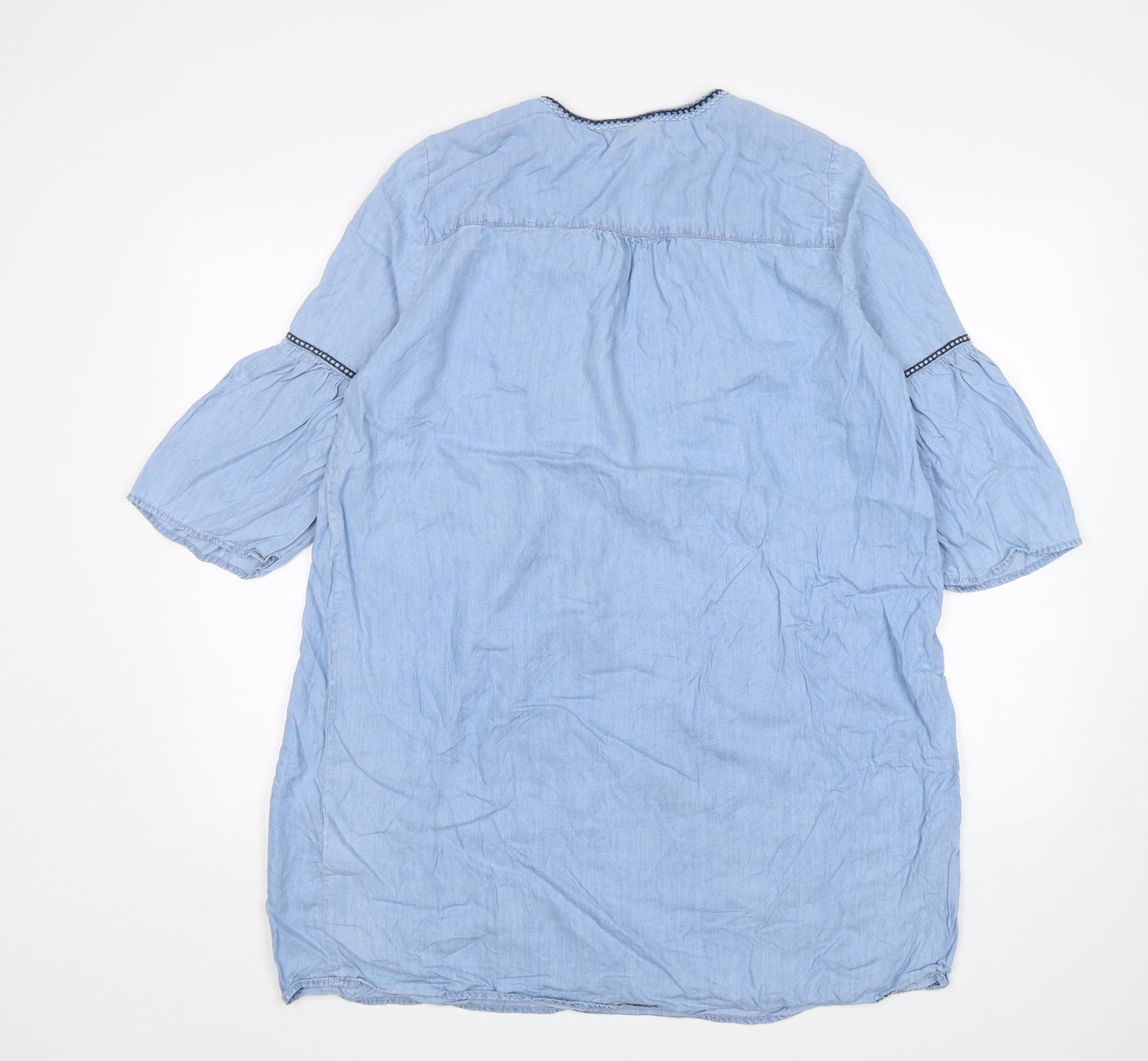 H&M Womens Blue  Lyocell A-Line  Size 12  V-Neck