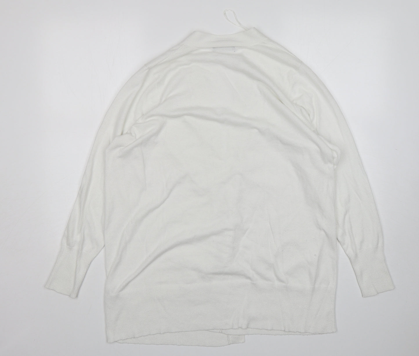 F&F Womens White V-Neck  Nylon Cardigan Jumper Size 20