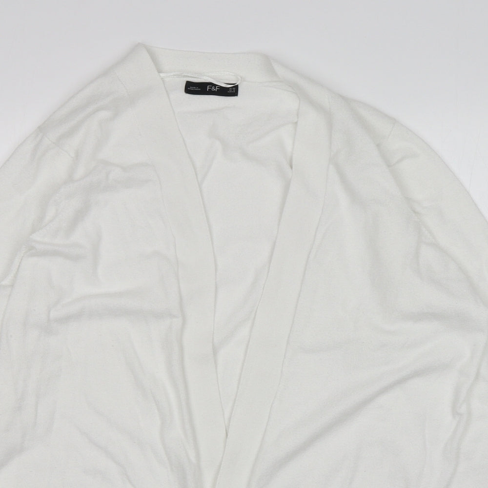F&F Womens White V-Neck  Nylon Cardigan Jumper Size 20
