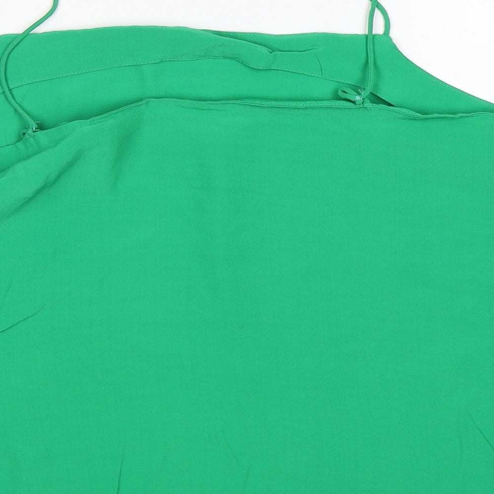 Warehouse Womens Green  Viscose Basic Tank Size L Round Neck