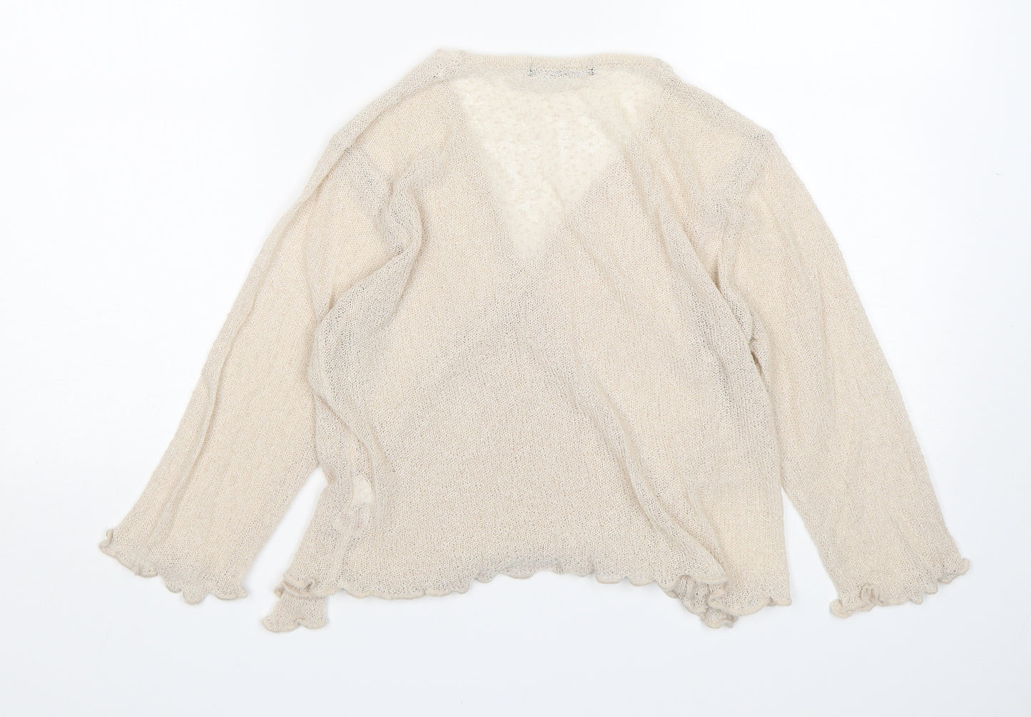 Bonmarché Womens Beige V-Neck  Acrylic Cardigan Jumper Size M