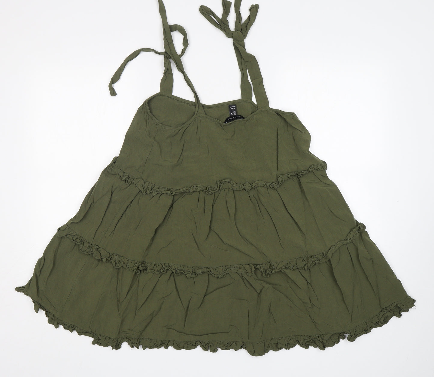 New Look Womens Green  Viscose Basic Tank Size 10 Round Neck