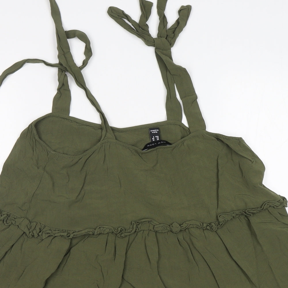 New Look Womens Green  Viscose Basic Tank Size 10 Round Neck