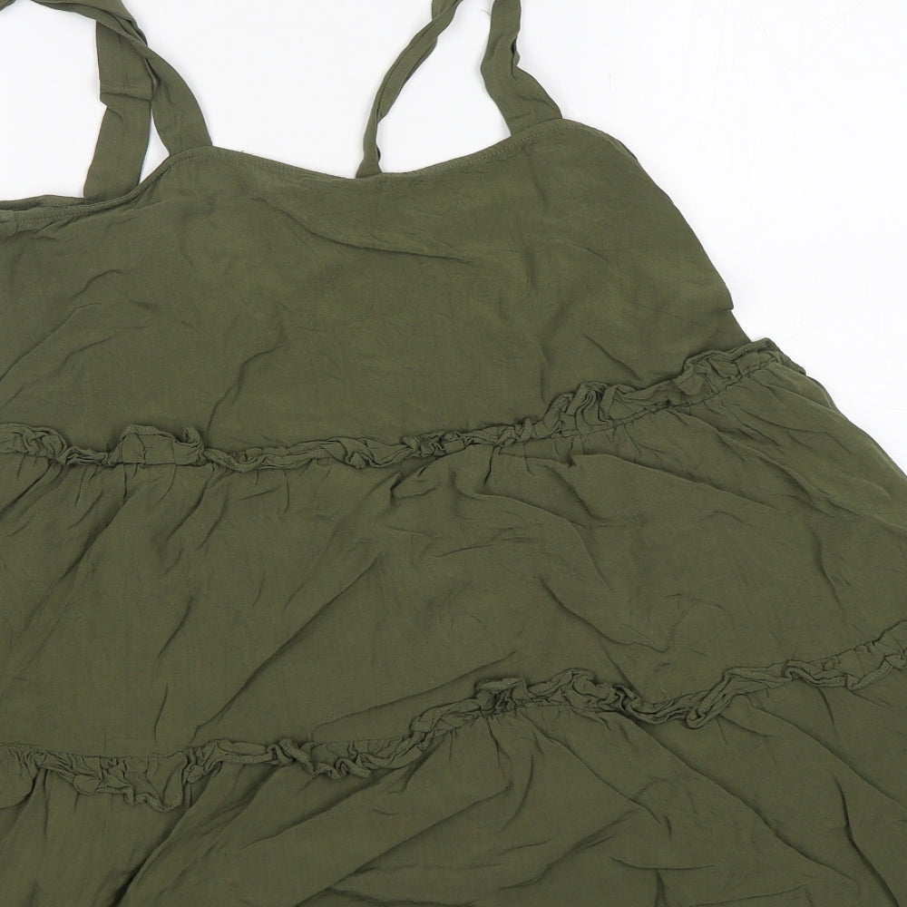 New Look Womens Green  Viscose Basic Tank Size 10 Round Neck