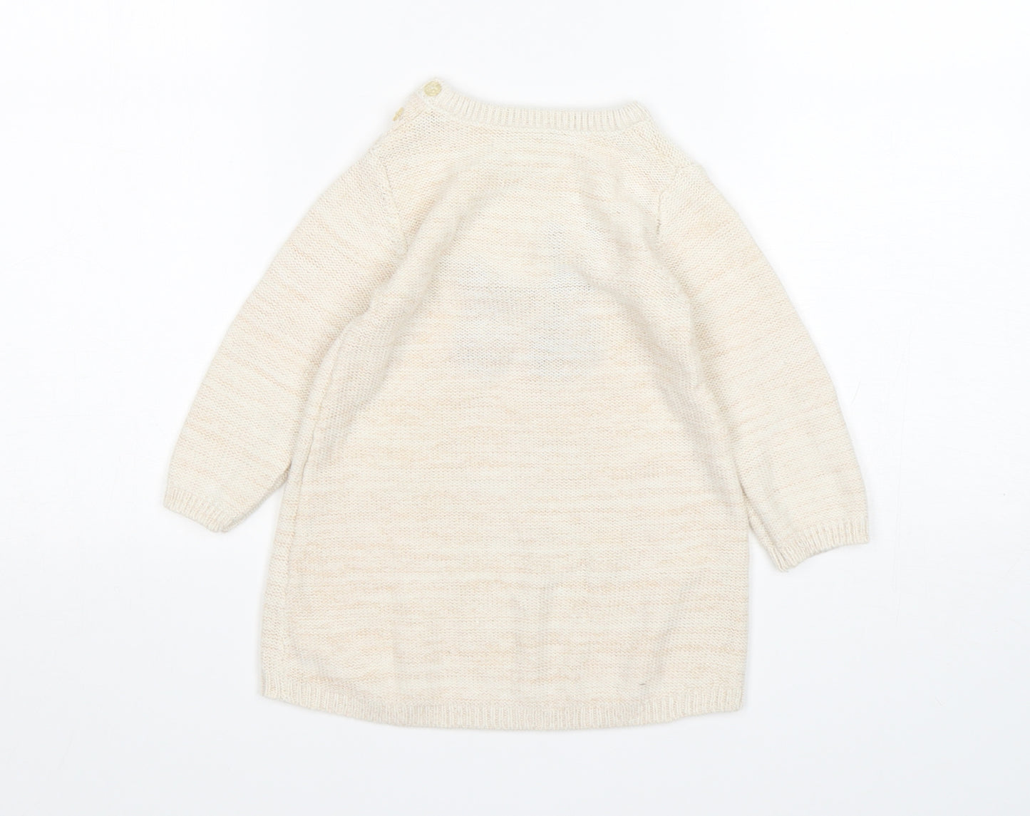 Nutmeg Girls Beige  Acrylic Jumper Dress  Size 12-18 Months  Round Neck
