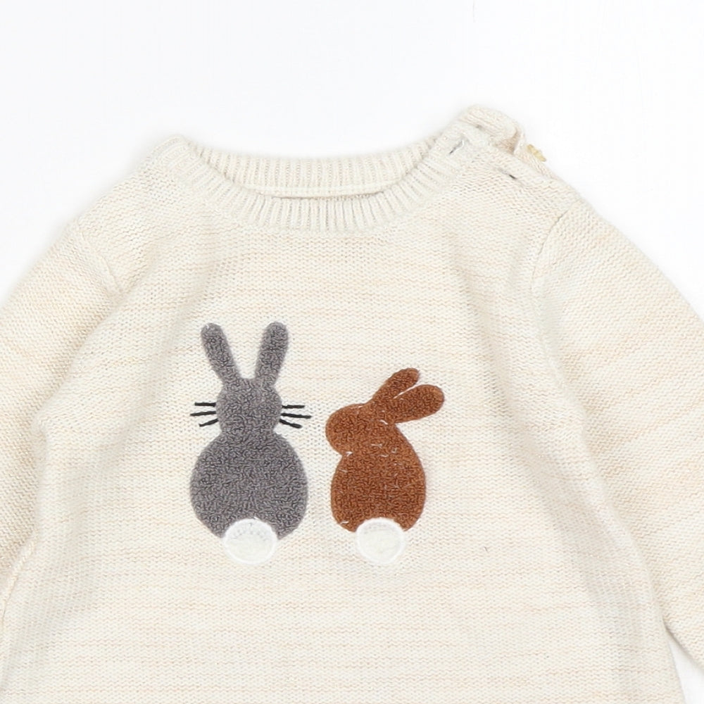 Nutmeg Girls Beige  Acrylic Jumper Dress  Size 12-18 Months  Round Neck