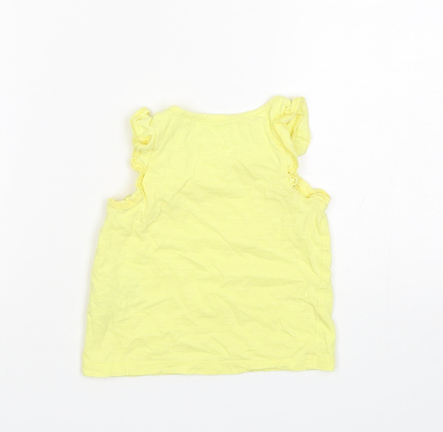 NEXT Girls Yellow  Cotton Basic Tank Size 9-12 Months Round Neck