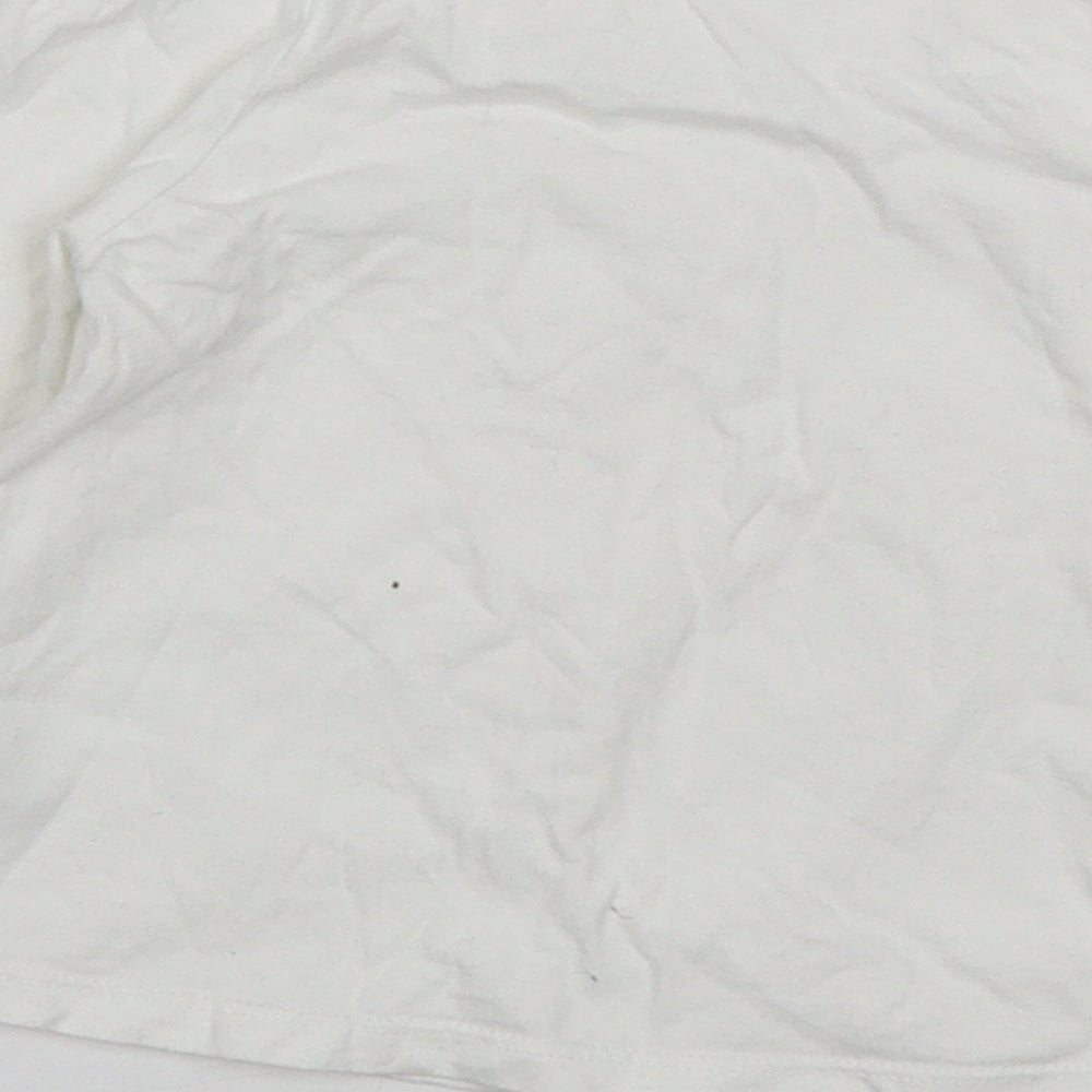 Nutmeg Girls White  Cotton Basic T-Shirt Size 12-18 Months Round Neck