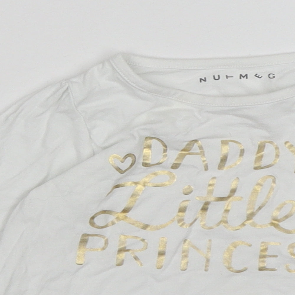 Nutmeg Girls White  Cotton Basic T-Shirt Size 12-18 Months Round Neck  - daddys little princess
