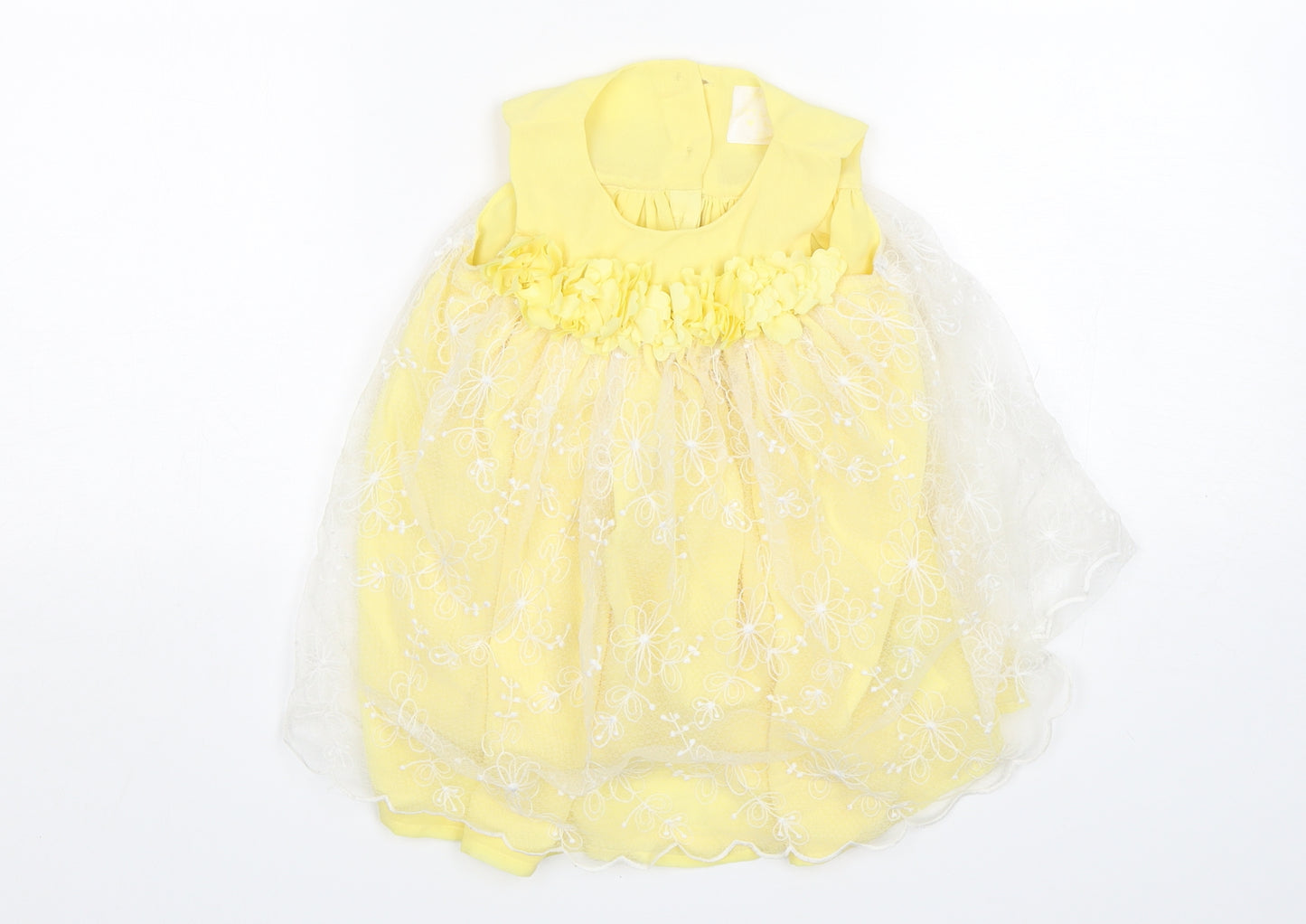 F&F Girls Yellow  Polyester A-Line  Size 12-18 Months  Round Neck