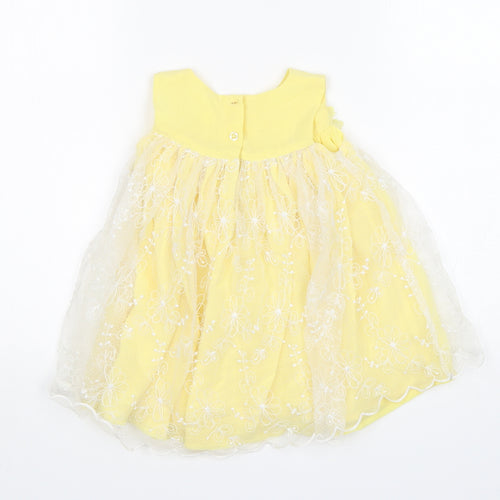 F&F Girls Yellow  Polyester A-Line  Size 12-18 Months  Round Neck