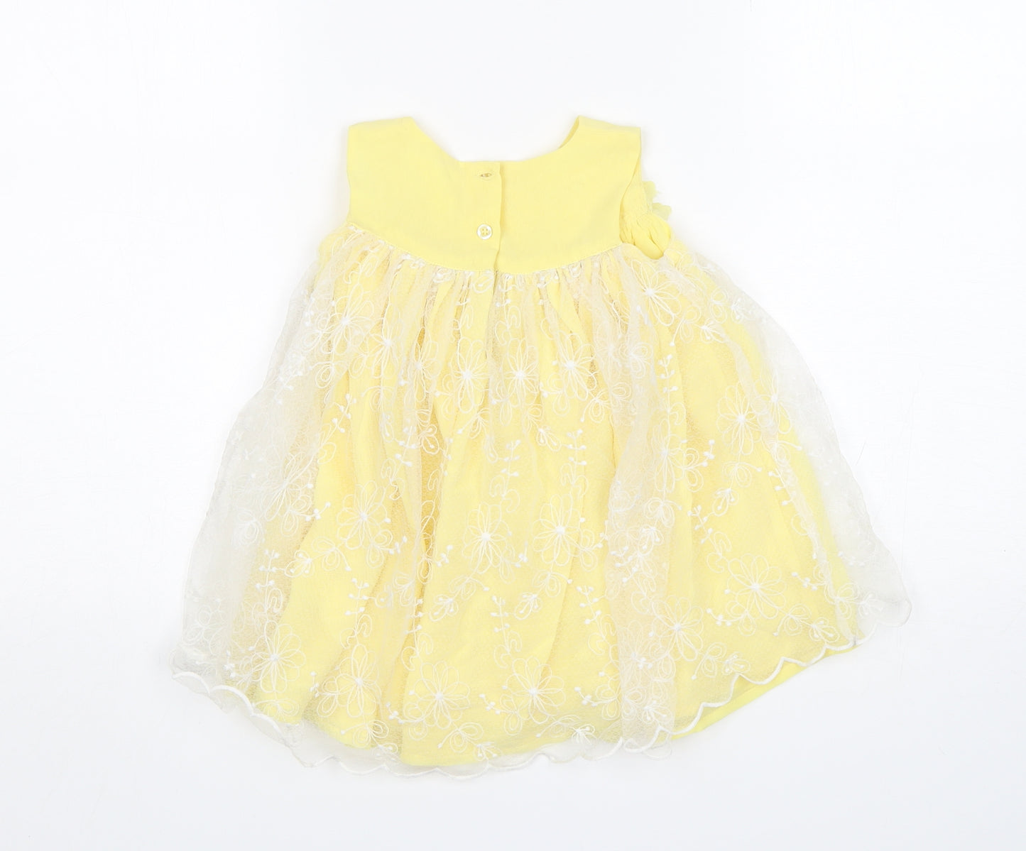 F&F Girls Yellow  Polyester A-Line  Size 12-18 Months  Round Neck