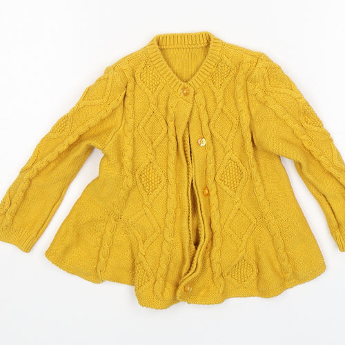 Nutmeg Girls Yellow  Cotton Cardigan Jumper Size 9-12 Months