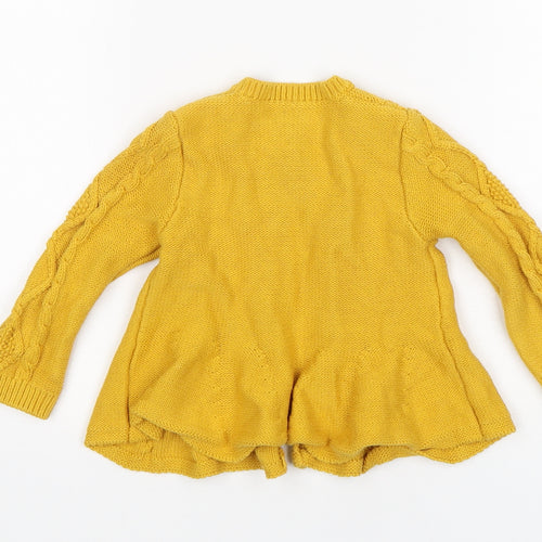 Nutmeg Girls Yellow  Cotton Cardigan Jumper Size 9-12 Months