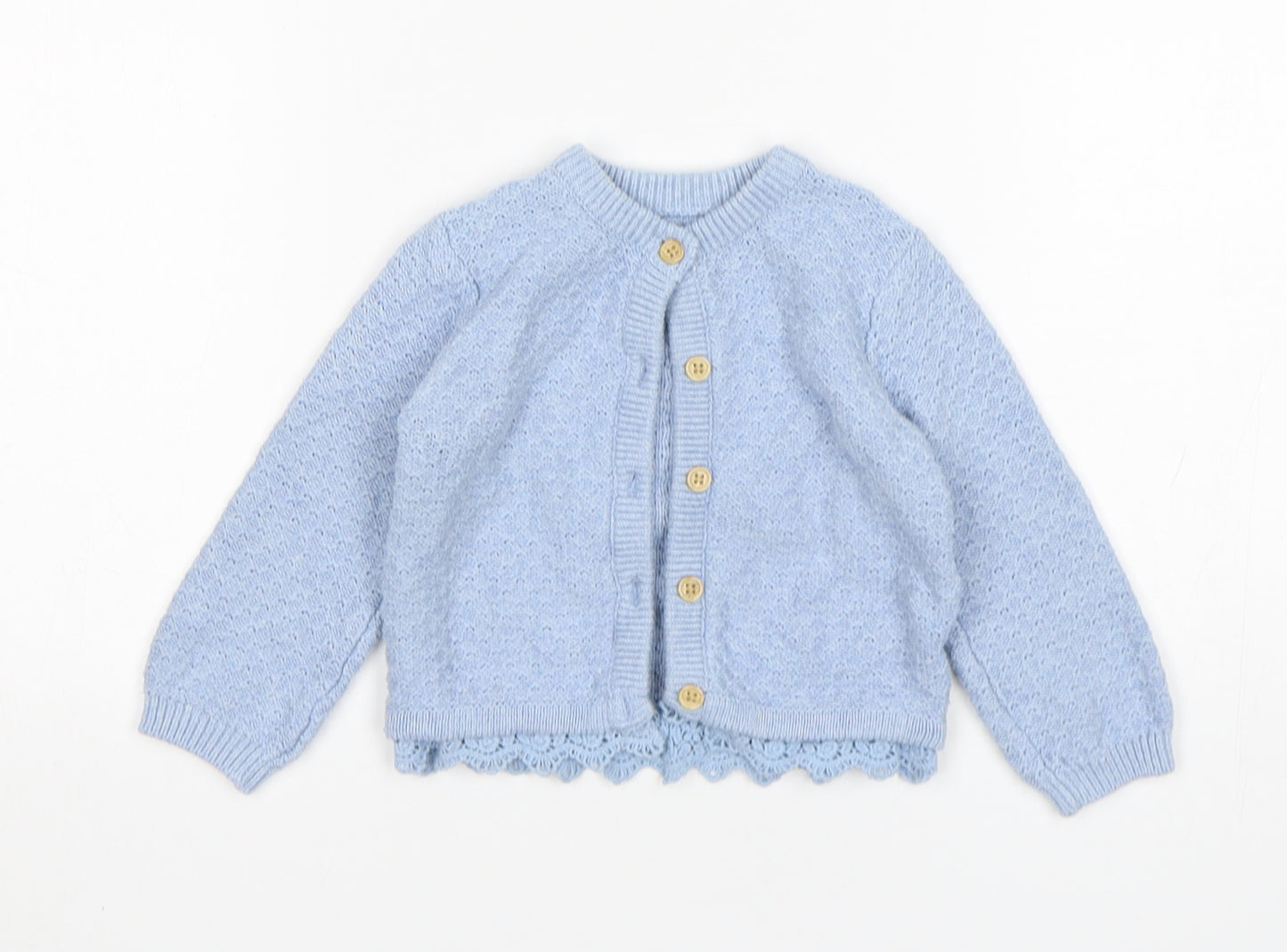 Nutmeg Girls Blue  Cotton Cardigan Jumper Size 9-12 Months