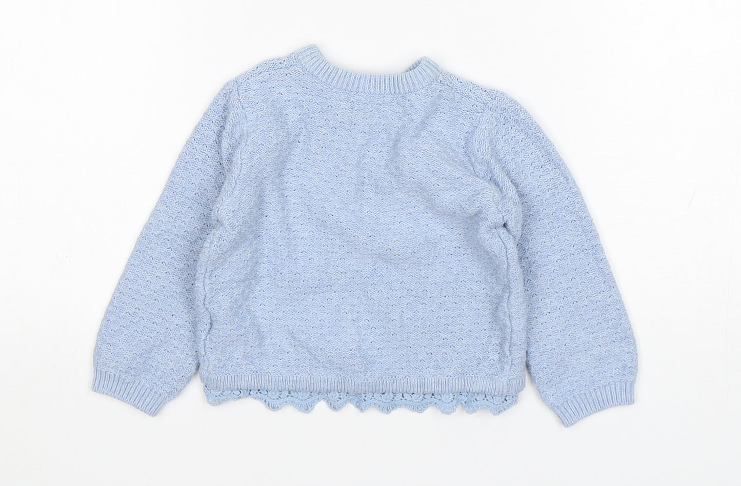 Nutmeg Girls Blue  Cotton Cardigan Jumper Size 9-12 Months