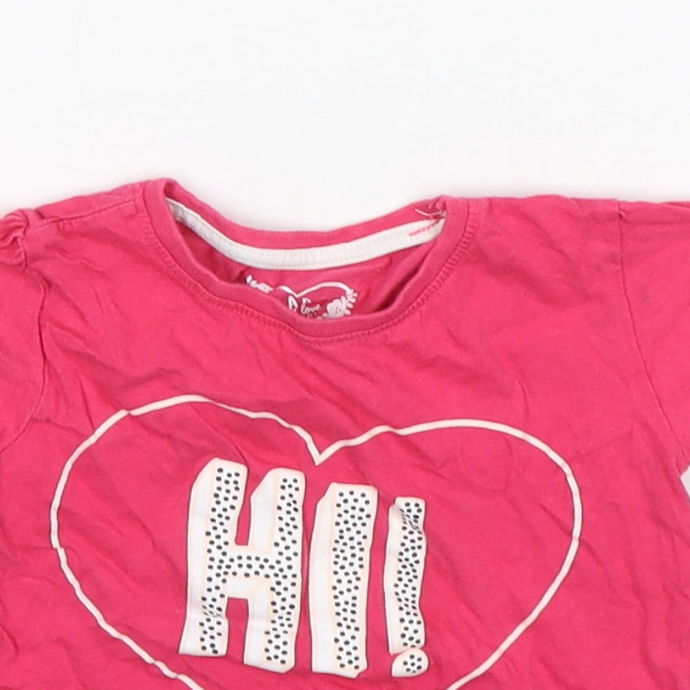 Primark Girls Pink  Cotton Basic T-Shirt Size 2-3 Years Round Neck