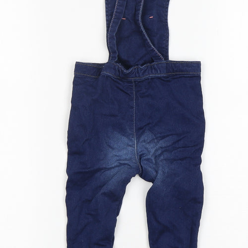Nutmeg Girls Blue Floral Cotton Dungaree One-Piece Size 12-18 Months