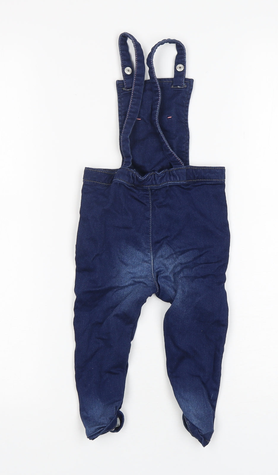 Nutmeg Girls Blue Floral Cotton Dungaree One-Piece Size 12-18 Months