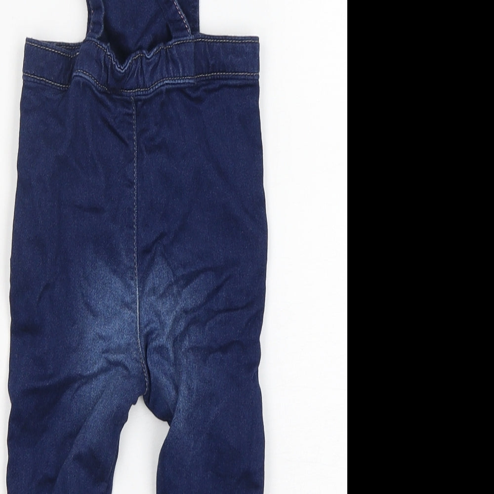 Nutmeg Girls Blue Floral Cotton Dungaree One-Piece Size 12-18 Months