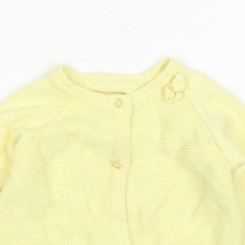 Nutmeg Girls Yellow  Cotton Cardigan Jumper Size 9-12 Months