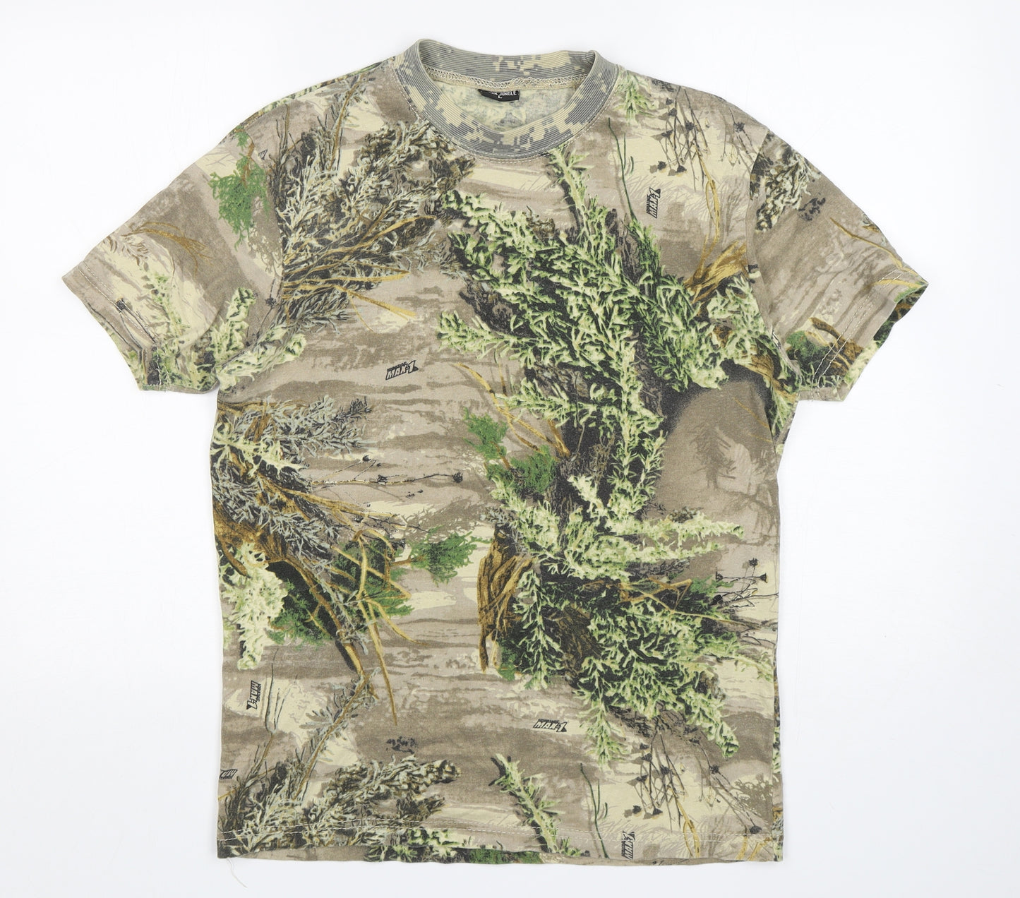 Thick Jungle  Mens Multicoloured Camouflage Cotton  T-Shirt Size L Round Neck