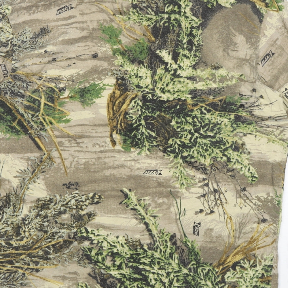 Thick Jungle  Mens Multicoloured Camouflage Cotton  T-Shirt Size L Round Neck