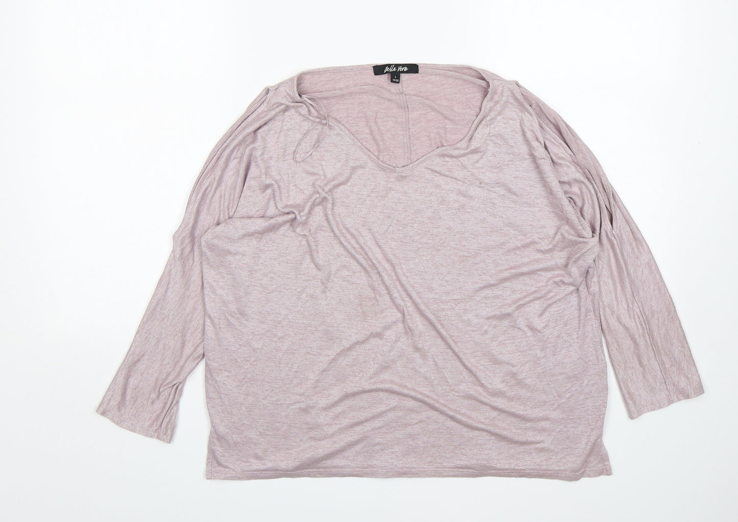 Belle Vere Womens Pink  Ramie Basic T-Shirt Size L Round Neck